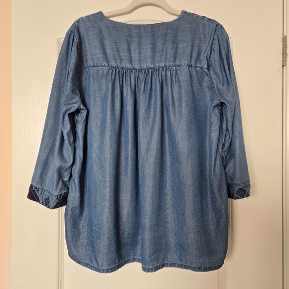 Lucky Brand Blue Embroidered Boho Denim Style Cardigan Jacket Women’s Size M - Picture 3 of 15